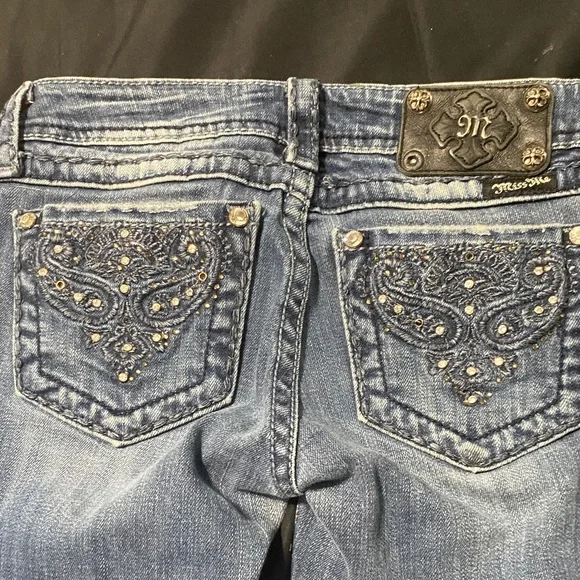Miss Me Distressed Blue Flare Jeans - Picture 2 of 4